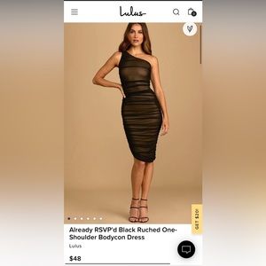 Already RSVP'd Black Ruched One-Shoulder Bodycon Dress